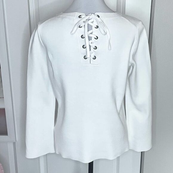 Madewell Laced-Back Crewneck  Pullover White Size Small - Picture 5 of 15